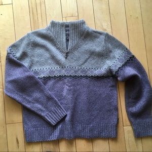 Woolrich purple and gray sweater.